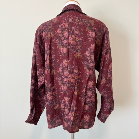 VINTAGE Alfred Sung Wool Floral Wrap Coat Blazer Size 6 - Picture 4 of 6